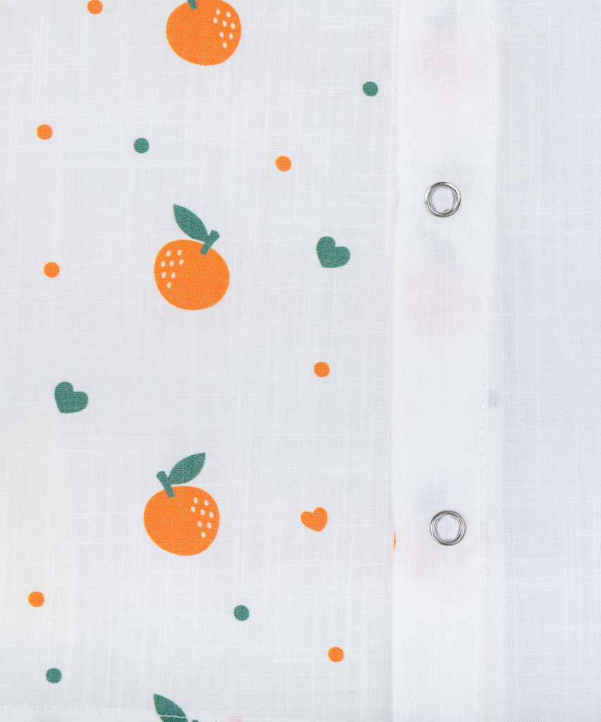 Cotton Jablas Half Print - Orange
